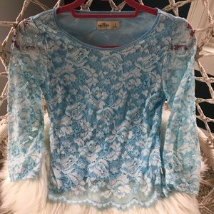 Baby blue lace top